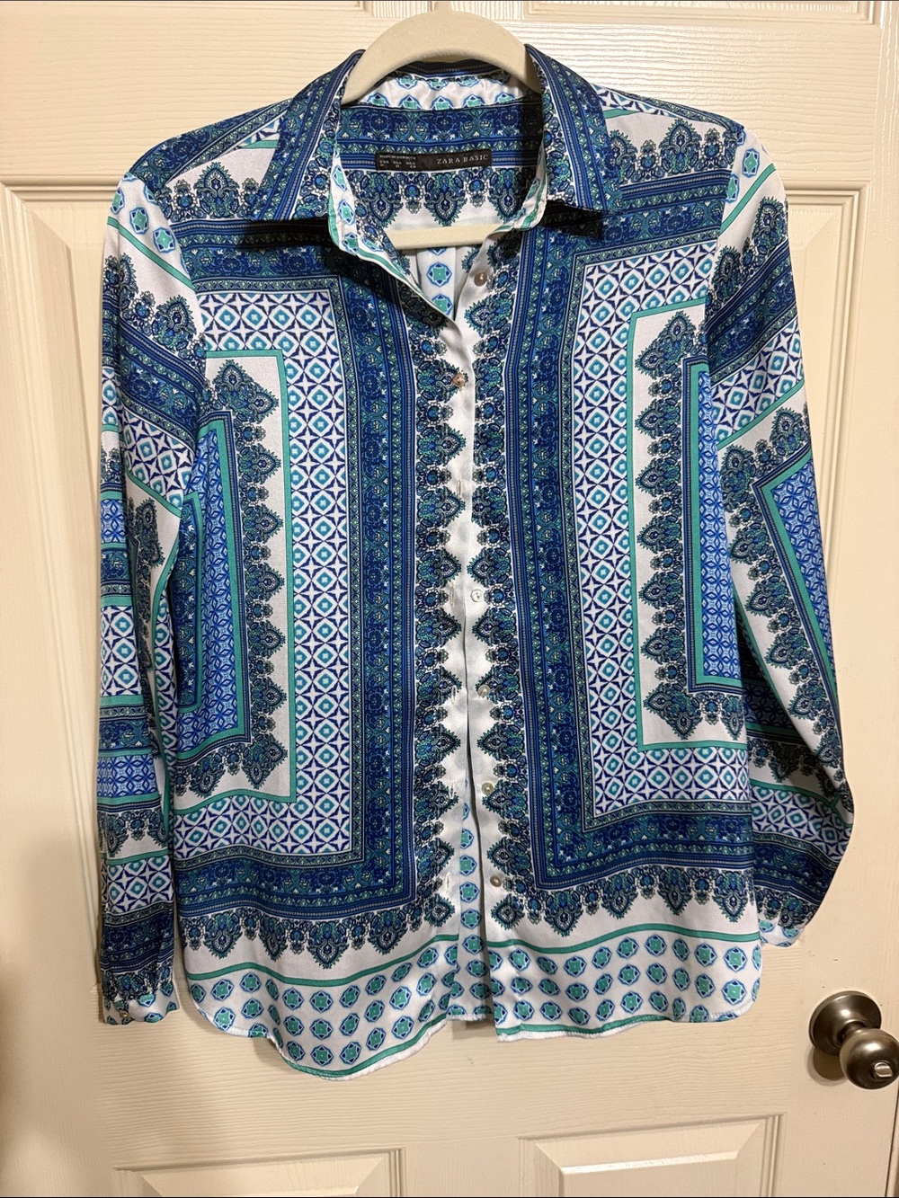 Sarin Blue Patterned Long-Sleeve Shirt